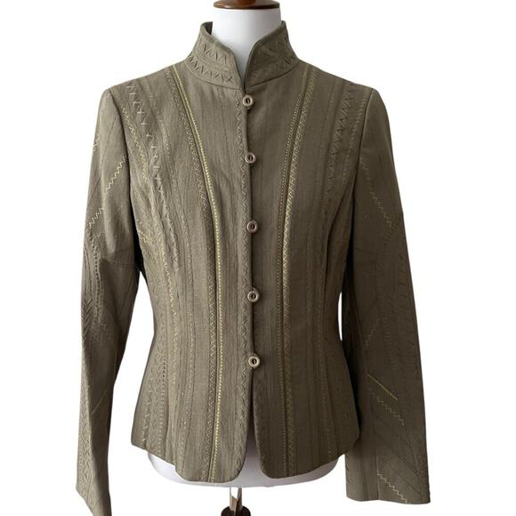 WORTH NY Vintage Jacket 12 Blazer Embroidered Large Bohemian Jacket Tailored - Picture 9 of 17